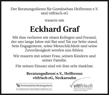 Traueranzeige von Eckhard Graf 