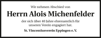 Traueranzeige von Alois Michenfelder 