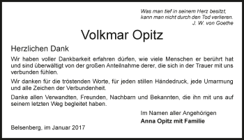 Traueranzeige von Volkmar Opitz 