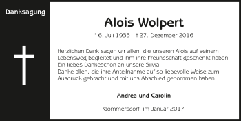 Traueranzeige von Alois Wolpert 