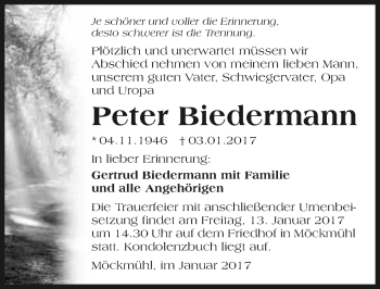 Traueranzeige von Peter Biedermann 