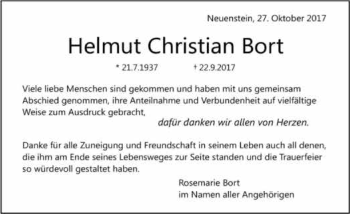 Traueranzeige von Christian Bort 