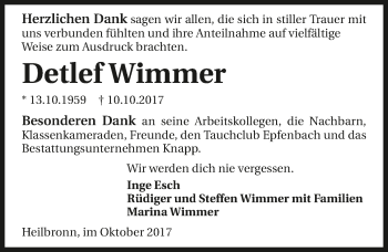 Traueranzeige von Detlef Wimmer 