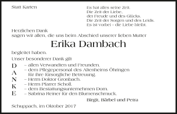 Traueranzeige von Erika Dambach 