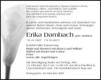 Traueranzeige von Erika Dambach 