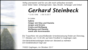 Traueranzeige von Gerhard Steinbeck 