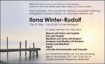 Traueranzeige von Ilona Winter-Rudolf 