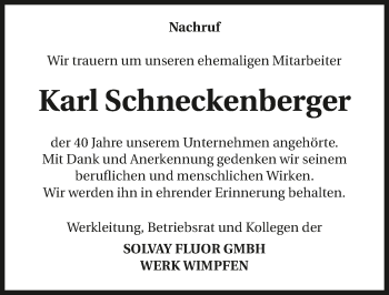 Traueranzeige von Karl Schneckenberger 