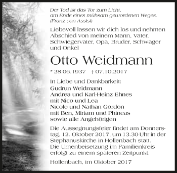 Traueranzeige von Otto Weidmann 