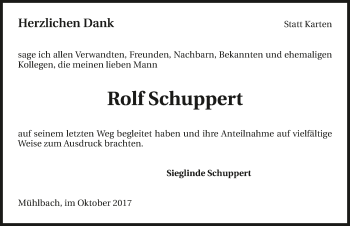 Traueranzeige von Rolf Schuppert 