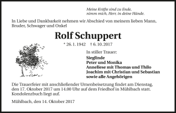 Traueranzeige von Rolf Schuppert 