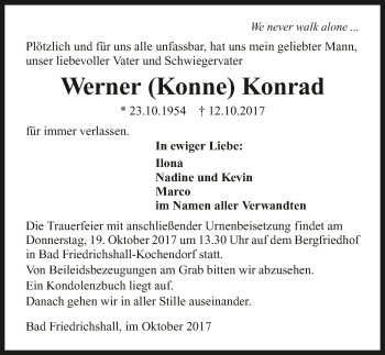 Traueranzeige von Werner Konrad 