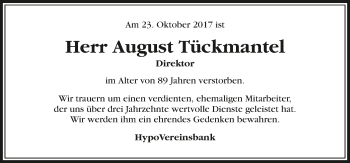 Traueranzeige von August Tückmantel 