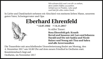 Traueranzeige von Eberhard Ehrenfeld 