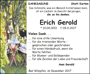 Traueranzeige von Erich Gerold 