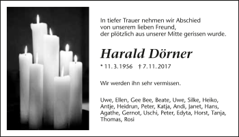 Traueranzeige von Harald Dörner 