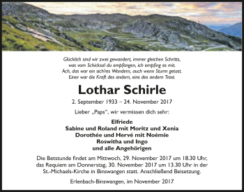 Traueranzeige von Lothar Schirle 