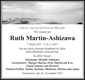 Traueranzeige von Ruth Martin-Ashizawa 