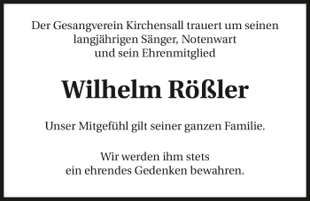 Traueranzeige von Wilhelm Rößler 