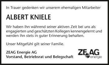 Traueranzeige von Albert Kniele 