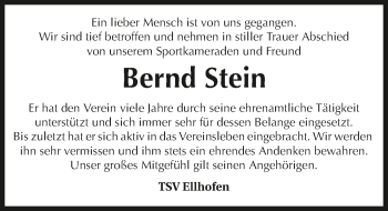 Traueranzeige von Bernd Stein 