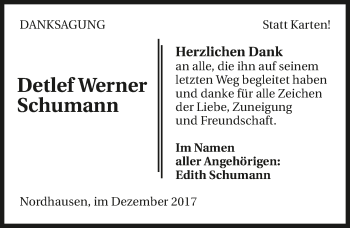 Traueranzeige von Detlef Werner Schumann 