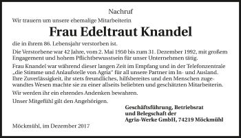 Traueranzeige von Edeltraut Knandel 