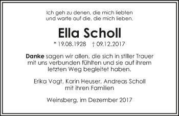 Traueranzeige von Ella Scholl 