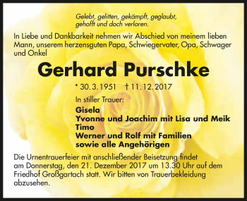 Traueranzeige von Gerhard Purschke 