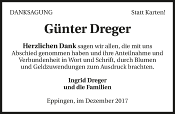 Traueranzeige von Günter Dreger 