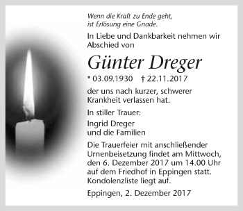 Traueranzeige von Günter Dreger 