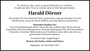 Traueranzeige von Harald Dörner 