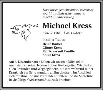 Traueranzeige von Michael Kress 