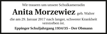 Traueranzeige von Anita Morzewiez 