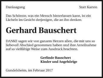 Traueranzeige von Gerhard Bauschert 