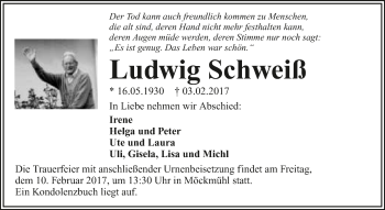 Traueranzeige von Ludwig Schweiß 