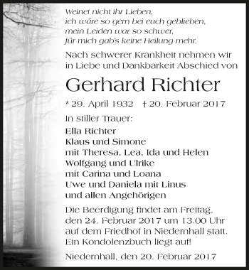 Traueranzeige von Gerhard Richter 