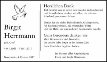 Traueranzeige von Birgit Herrmann 