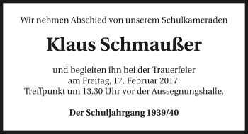 Traueranzeige von Klaus Schmaußer 