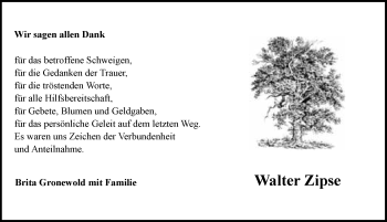 Traueranzeige von Walter Zipse 