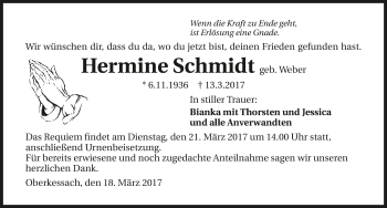 Traueranzeige von Hermine Schmidt 