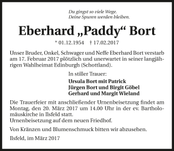 Traueranzeige von Eberhard Bort 