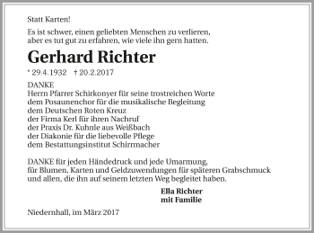 Traueranzeige von Gerhard Richter 