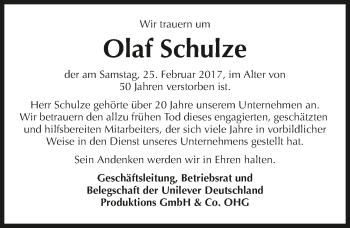 Traueranzeige von Olaf Schulze 