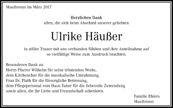 Traueranzeige von Ulrike Häußer 