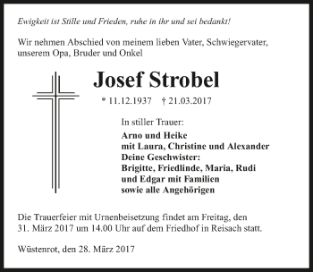 Traueranzeige von Josef Strobel 