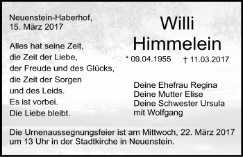 Traueranzeige von Willi Himmelein 