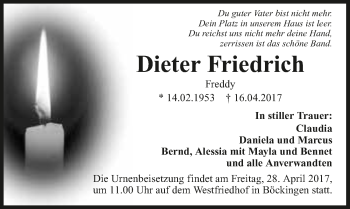 Traueranzeige von Dieter Friedrich 