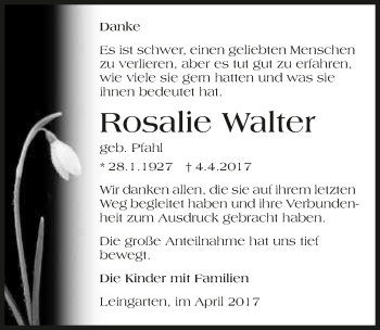 Traueranzeige von Rosalie Walter 