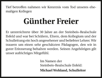 Traueranzeige von Günther Freier 